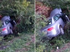 AUTO SLETIO SA CESTE/ Prve fotografije sa mjesta nesreće: Audi završio u rastinju, beba i majka prevezeni u bolnicu