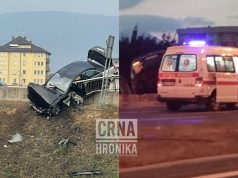 Teška nesreća na Stupu u Sarajevu: Automobil ostao visiti na ogradi