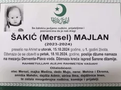 Tuga: Preminuo jednogodišnji Majlan Šakić