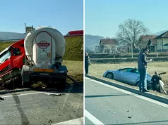Strašan udes na autoputu: Kamion probio bankinu i udario u Citroen