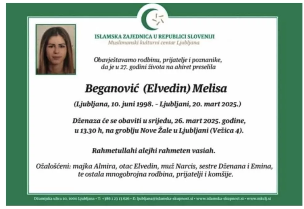 Prerani odlazak: Preminula Melisa Beganović u 27. godini Prerani odlazak: Preminula Melisa Beganović u 27. godini