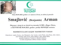 Tuga u Žepču: Na bolji svijet preselio Arman Smajlović u drugom mjesecu života