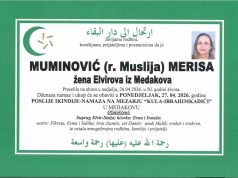 Preminula Merisa Muminović, dženaza sutra