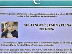 TUGA U VELIKOJ KLADUŠI: U trećoj godini života preselila na Ahiret malena Elina Suljanović