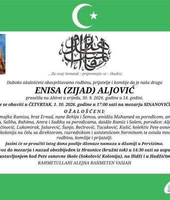 TUŽNA VIJEST: Preminula 14-godišnja Enisa Aljović